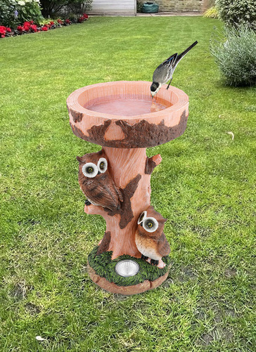 Owl Solar Bird Bath