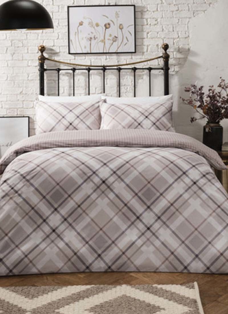 Diagonal Check Natural Duvet Set