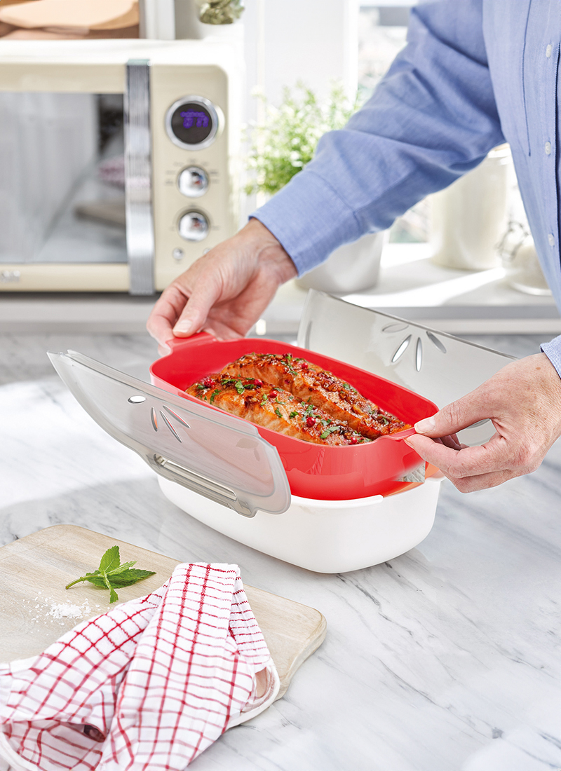 2-in-1 Fish and Vegetable Microwave Steamer