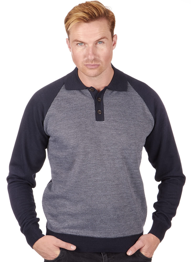 LONG SLEEVE KNITTED POLO