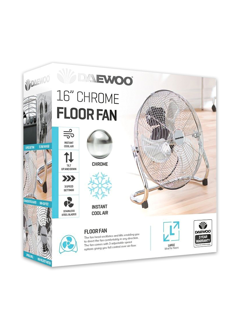 Daewoo 18" Chrome Floor Fan