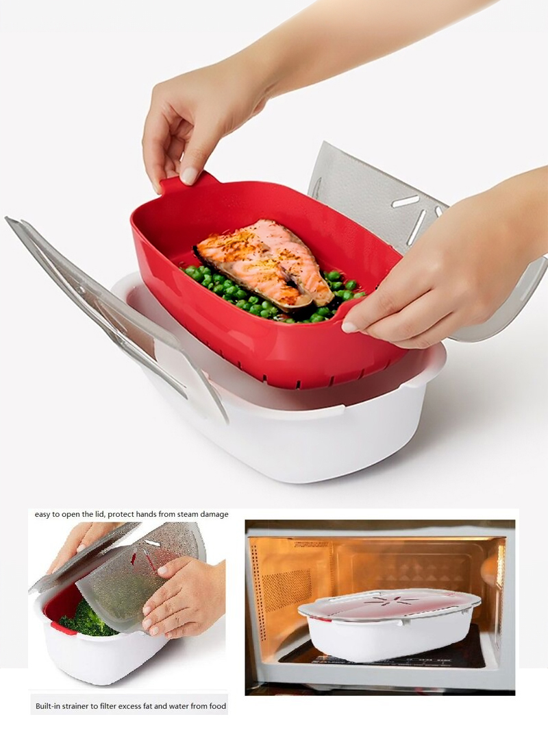 2-in-1 Fish and Vegetable Microwave Steamer